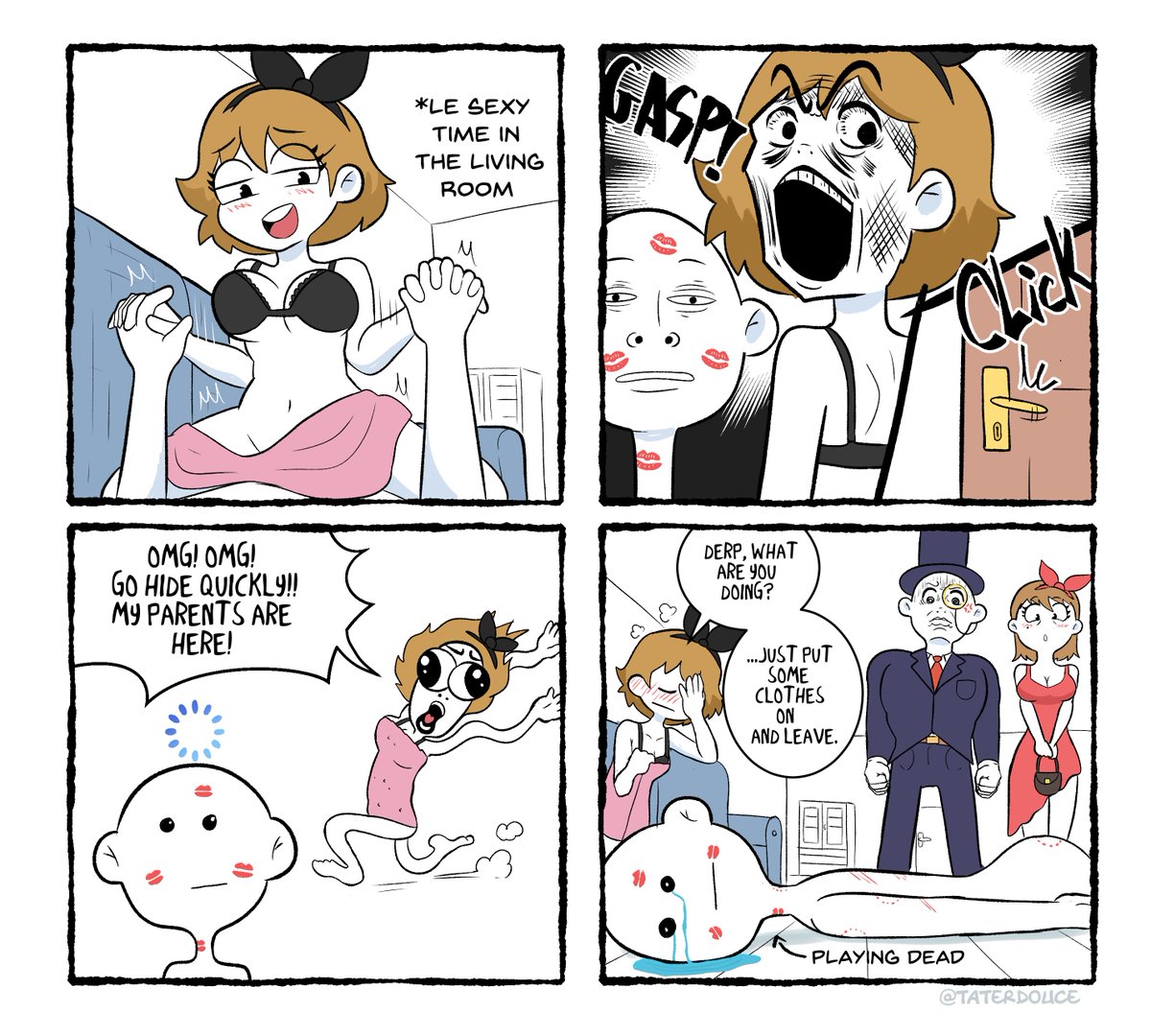 Derp and Derpina comic: In the living room 🛋️