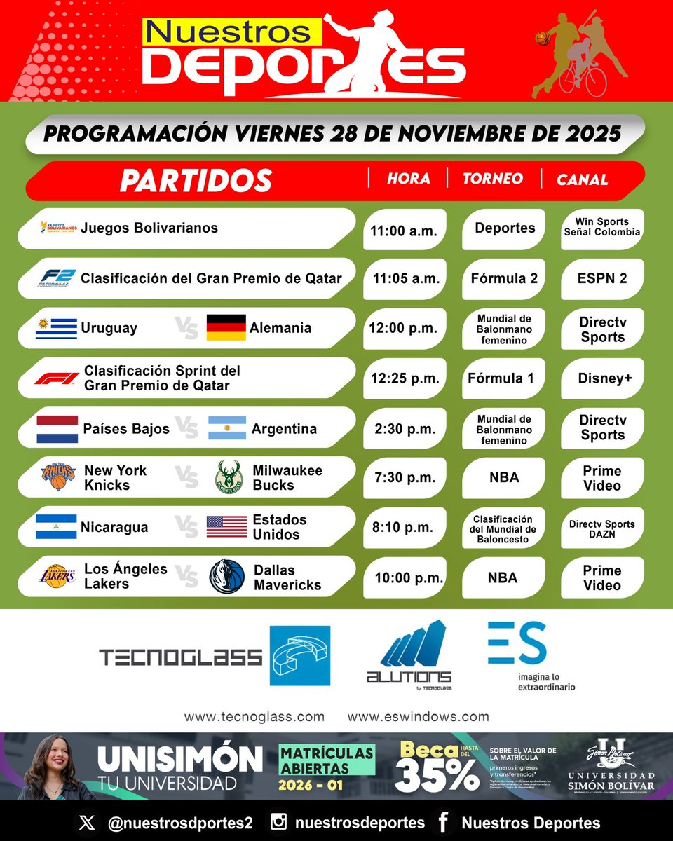 nuestrosdporte2's tweet image. #Programación deportiva del viernes