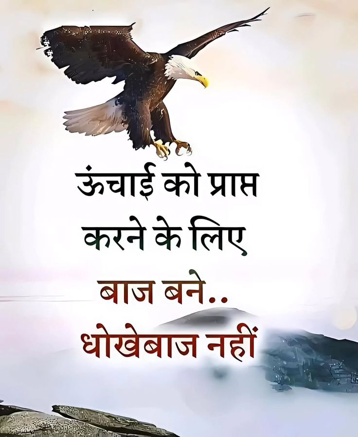 ऊँचाइयाँ हर किसी को पसंद होती हैं,
पर उन्हें पाने की क्षमता…
सिर्फ उन लोगों में होती है
जो बाज की तरह ऊँची सोच और हौसला रखते हैं।

जीवन में आगे बढ़ने के लिए
धोखे और शॉर्टकट की जरूरत नहीं,
जरूरत है मेहनत, ईमानदारी
और अपने लक्ष्य पर अटूट विश्वास की।

याद रखिए…
सच्ची सफलता वही है