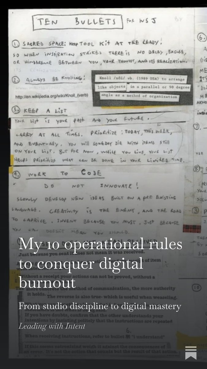 TheSystemsDad's tweet image. Live on Monday.

I stumbled across these years ago, but now I use them to re-center every day.

My 10 operational rules to conquer digital burnout open.substack.com/pub/christophe…
