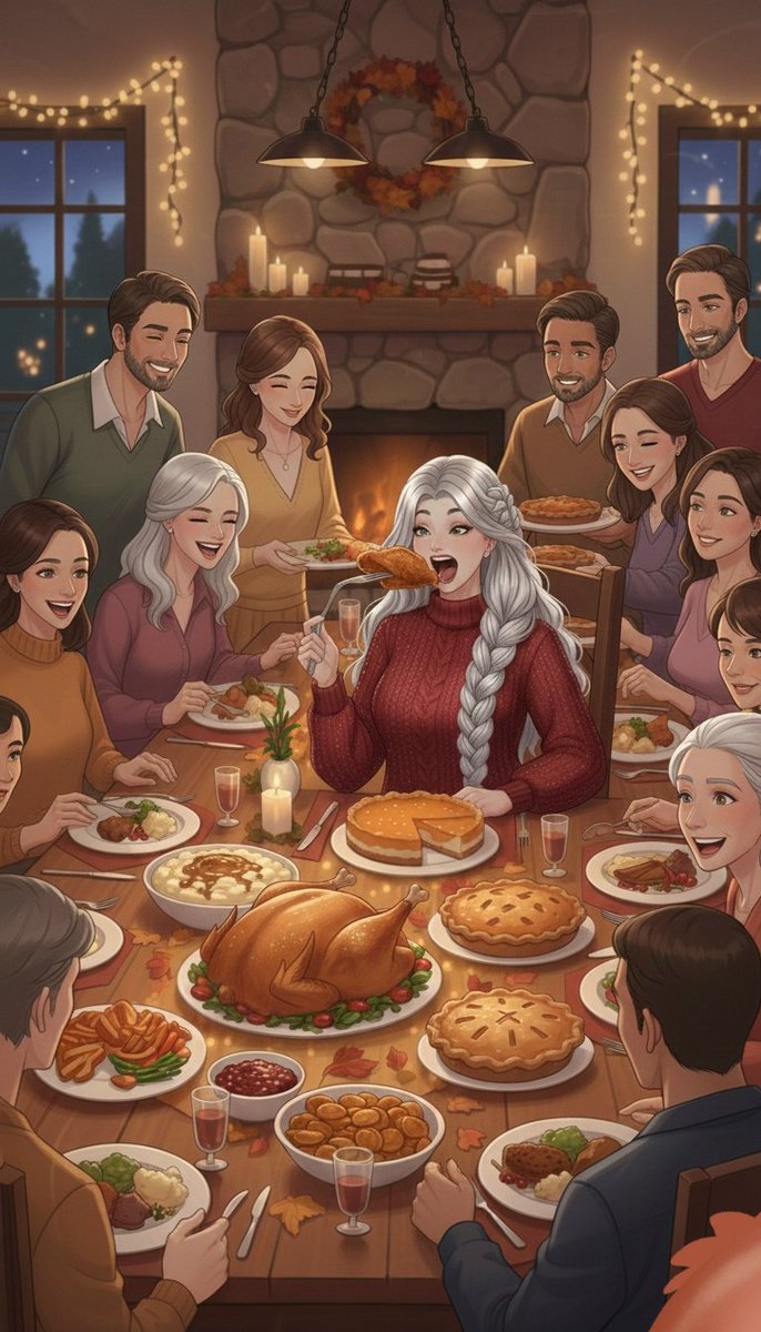anna42370's tweet image. Big table, big family, big DAO. The Thanksgiving spread is insane! Stepping away from the whitepaper for a sec to crush this chicken. 
So grateful for the community. Time to eat! 🍗❤️ #DAOlife #Magicswap #Solana 
@MysticDaoSol
