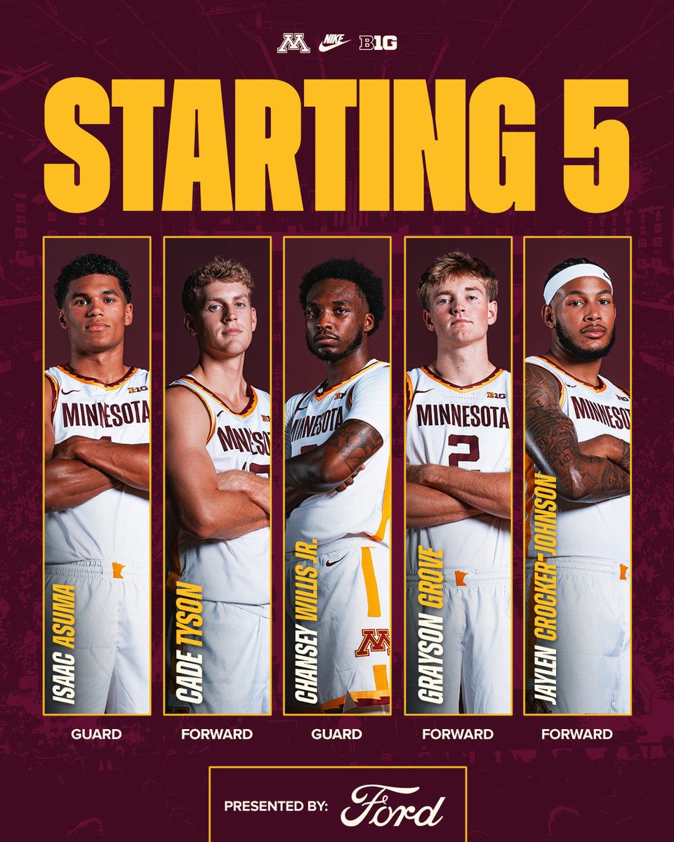 GopherMBB's tweet image. Starters vs. Stanford! 〽️

📺 z.umn.edu/awvk
📻(KTLK (103.5FM) z.umn.edu/awvj

#TeamTogether