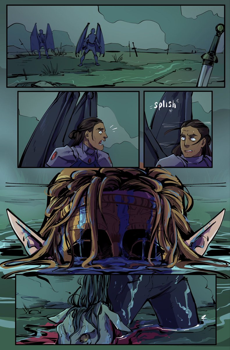 KaitlynLeeds's tweet photo. Nesta rises from the bog with the kelpie’s head. https://t.co/PY095tIDiC