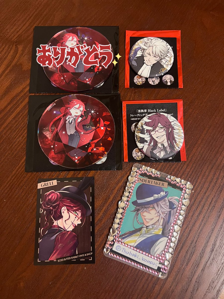 譲渡】黒執事 ブラックレーベル 宝石アクリルコースター 缶バッジ 譲
