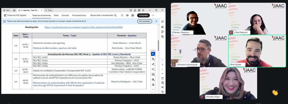 Rob Knake (Vice-Chair, Comité de Acuerdos Multilaterales IAAC) lideró el 2.º taller de evaluadores pares; anunció la actualización del IAAC MD002 y el Taller de Líderes en Bogotá, mayo 2026, apoyado por ONAC.