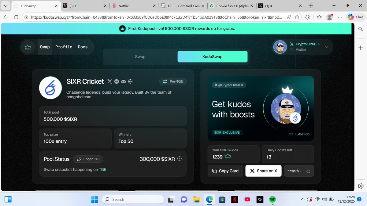 HOW TO MAKE 5,000$+ IN Q1 2026.

I'll be dropping some alphas on how to make 5,000$ coming 2026....

1: 

Kaito and kudoswap are the two biggest ways to stay positioned for the sixr rewards ahead of 2026.

but most people overthink it. the following are some of the simplest way