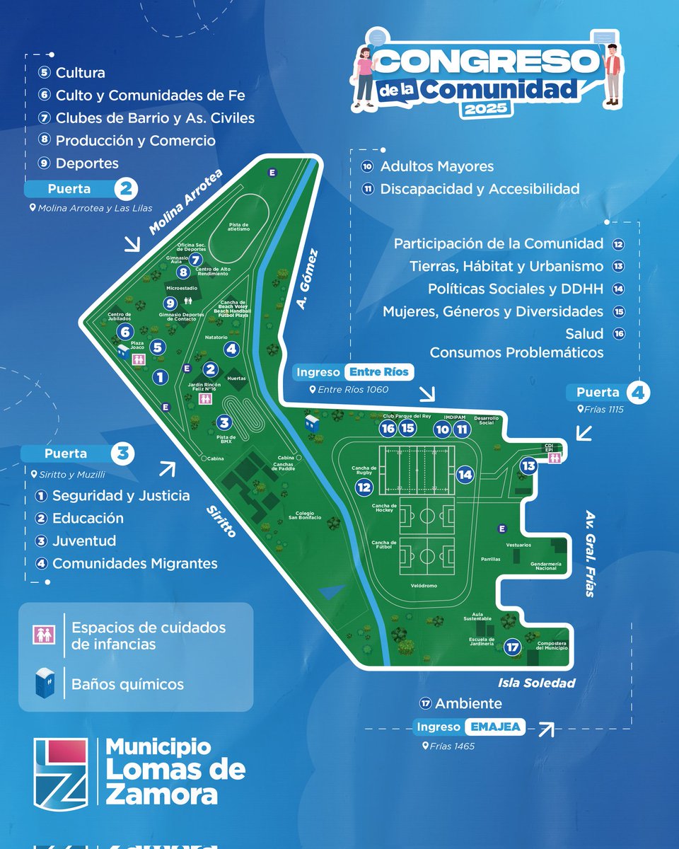 🤩🗣️🙌🏼 CONGRESO DE LA COMUNIDAD 2025 | ¡CONOCÉ LOS ACCESOS Y DÓNDE VAN A ESTAR LAS COMISIONES!

🗓️ Sábado 13 de diciembre.
🕣 Desde las 9 hs.
📍Parque de Lomas, Molina Arrotea y Las Lilas.

📲💻 Link de inscripción: lomasdezamora.gov.ar/congresodelaco…

#ComunidadLomas
