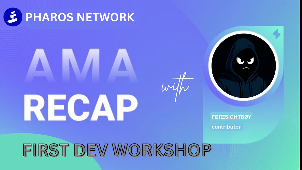 Gocto Sailors⛵️, here’s a quick breakdown of what went down in the <a href="/pharos_network/">Pharos | Testnet Live</a> AMA👇🌊

𝗙𝗜𝗥𝗦𝗧 𝗗𝗘𝗩 𝗪𝗢𝗥𝗞𝗦𝗛𝗢𝗣 𝗔𝗠𝗔 𝗥𝗘𝗖𝗔𝗣

<a href="/ironsidecrypto/">Mush</a> and <a href="/janesh_dani/">Janesh Balchandani</a> opened the workshop with excitement, setting the stage for an informative session. Janesh introduced