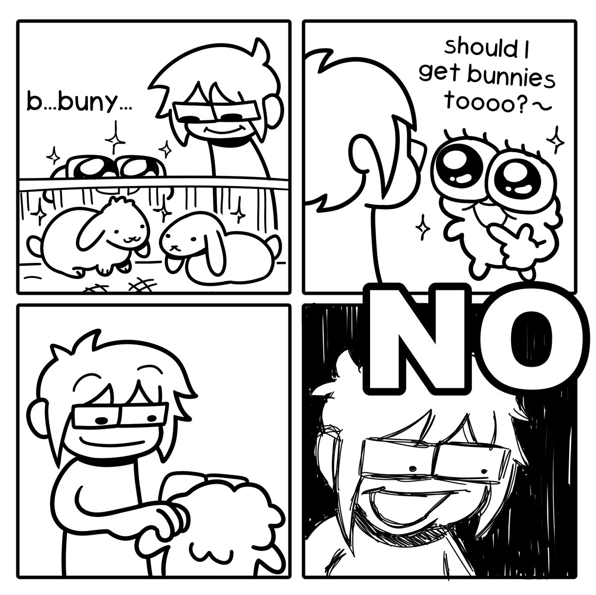 Mhuyo's tweet image. bunny pet owners be like