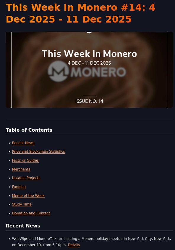 Great to see a shoutout in <a href="/cyphergoatcom/">CypherGoat</a> 's latest TWIM

We're famous <a href="/MoneroTalk/">MoneroTalk</a> 🤩🤩