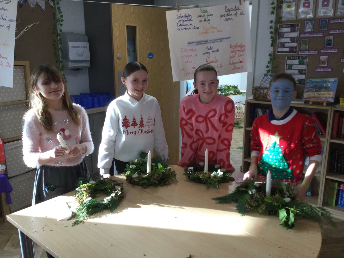 Our fantastic advent wreaths are ready to go home. We have made these as part of our RE unit for the half term all about Advent. Don’t forget the 3rd candle can be lit this Sunday! <a href="/SchoolWhitegate/">Whitegate C/E School</a>