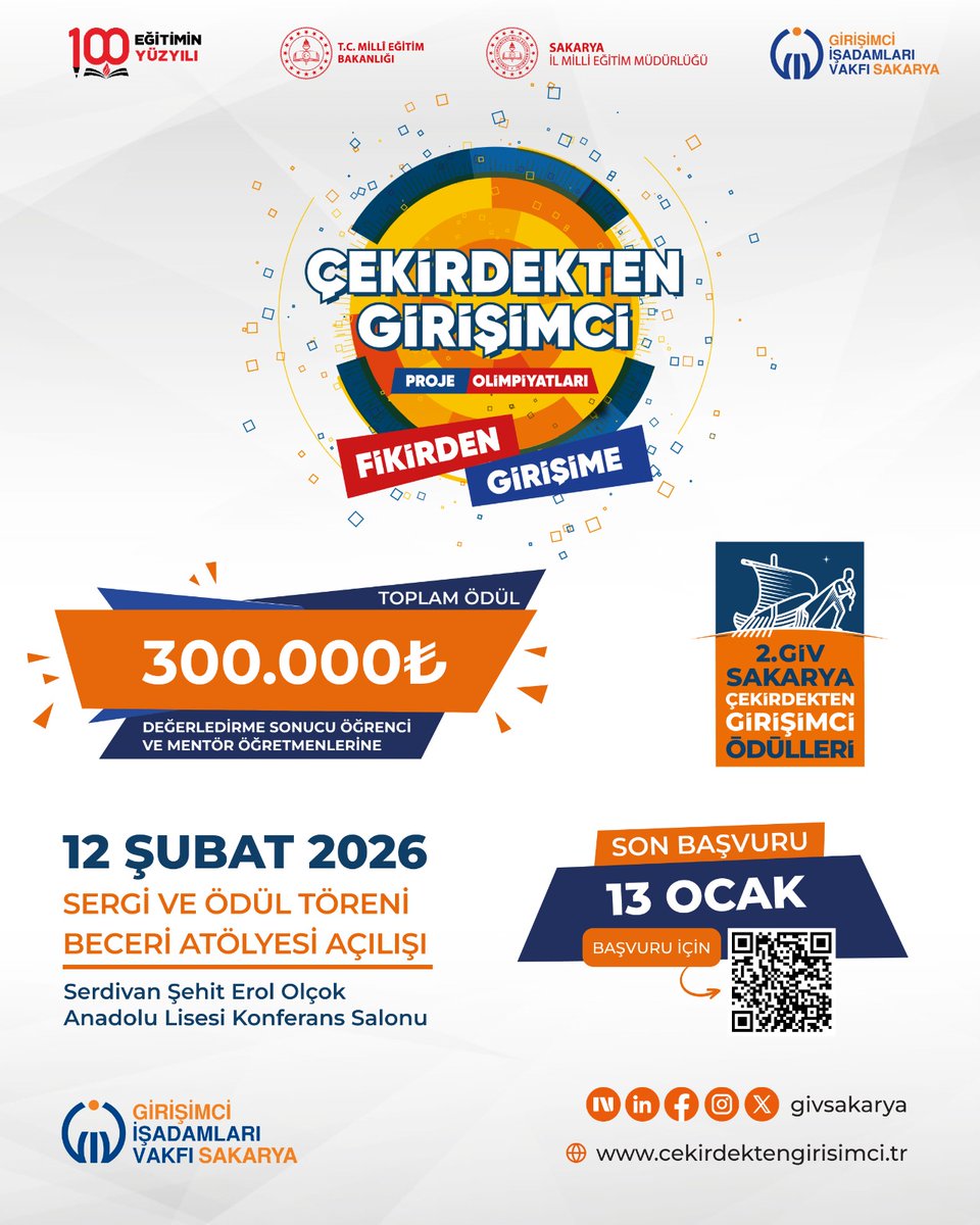 🚀 Çekirdekten Girişimci Proje Olimpiyatları Başvuruları Başlamıştır

Fikirden girişime uzanan süreçte öğrencilerimizi desteklemeyi amaçlayan Çekirdekten Girişimci Proje Olimpiyatları için başvurular başlamıştır.
Toplam 300.000 TL ödül, sergi ve ödül töreni ile genç girişimcileri
