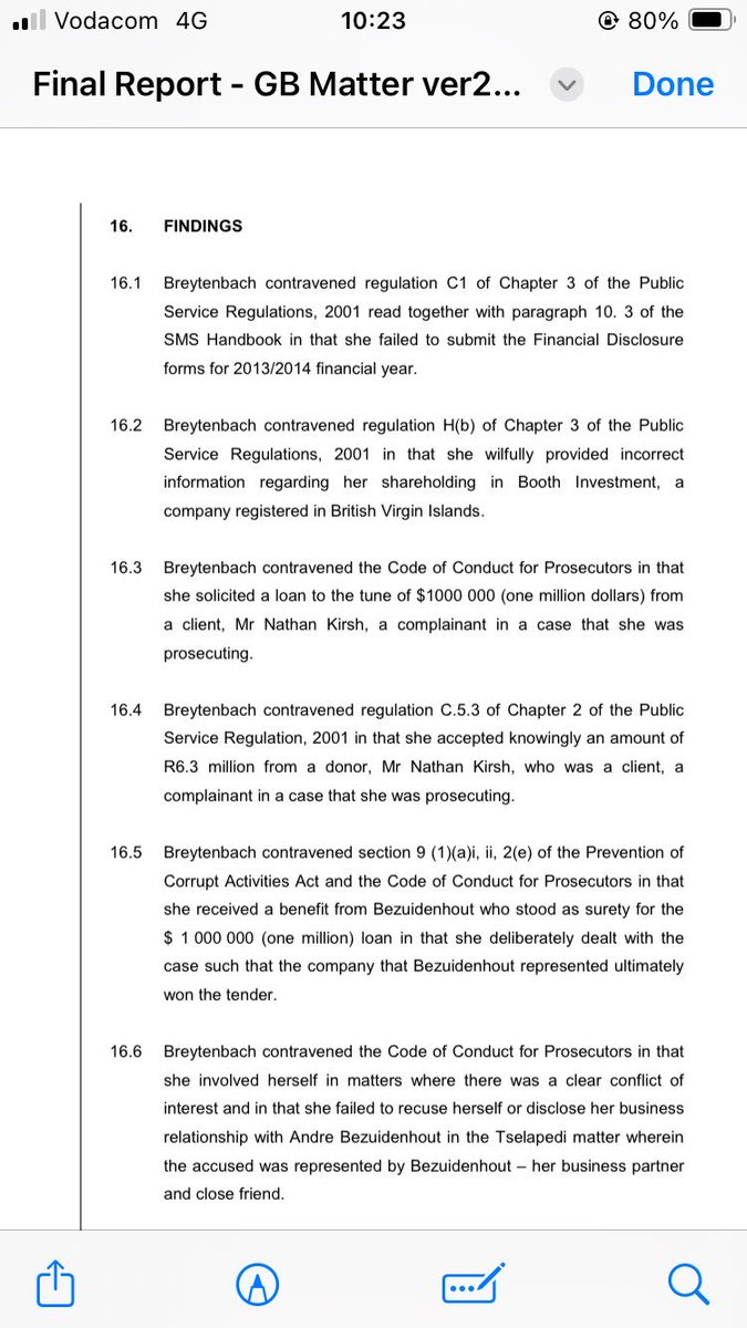 TshweuMoleme's tweet image. CORRUPTION 

BURIED 2014 NPA REPORT : CURRENT DA MP GLYNNIS BREYTENBACH, RECEIVED $1 MILLION FROM BUSINESSMAN NATHAN KIRSH, A COMPLAINANT IN A CASE SHE WAS PROSECUTING

“It is recommended that criminal prosecution must be instituted against Breytenbach for corruption and/or fraud…