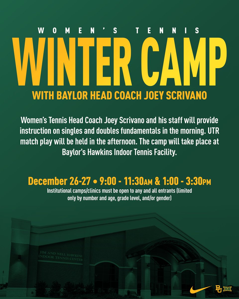 It's the Most Wonderful Time of the Year and we can't wait to spend it with you on the court! 🎁🎾

Join us December 26-27 for our UTR Sports College Winter Tennis Camp 👉 app.utrsports.net/events/335460

#SicEm 🐻