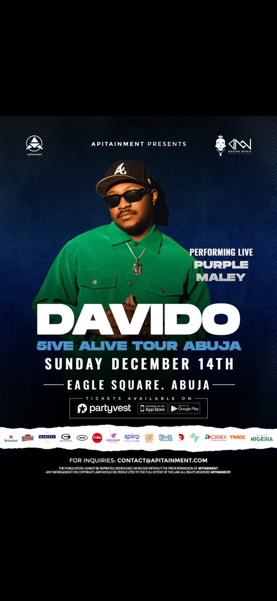 2nd Year Opening for <a href="/davido/">Davido</a> Let’s fxcking GO!!! 🤞🏾✈️ <a href="/Truebaba1/">JIGGY VIBES</a>  <a href="/Apitainment_/">Apitainment</a>  

#5iveAliveTour #AbujaTwitterCommunity #PurpleMaley #BigPalava