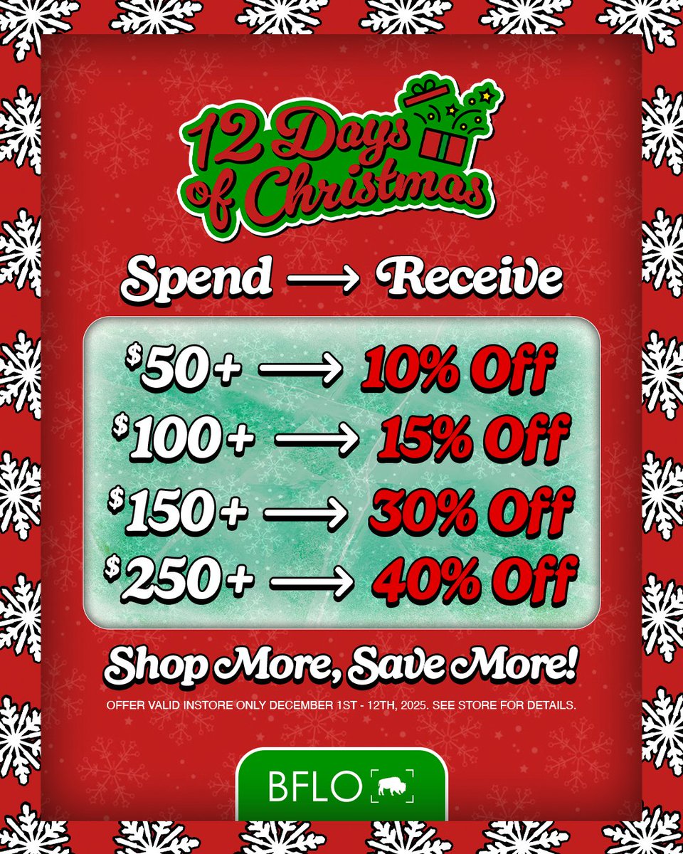 When the Christmas party is on Saturday but the Bills play on Sunday! 🎄

Today is the last day to save on the 12 Days of Christmas! Last chance to save up to 40% off! 🎁