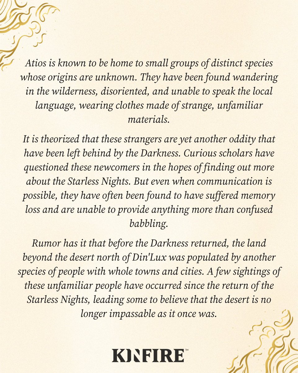 incredidream's tweet image. Strangers wander out of the wilderness, speaking no known language. The Darkness may have left more behind than we imagined…

#kinfire #boardgames #lore