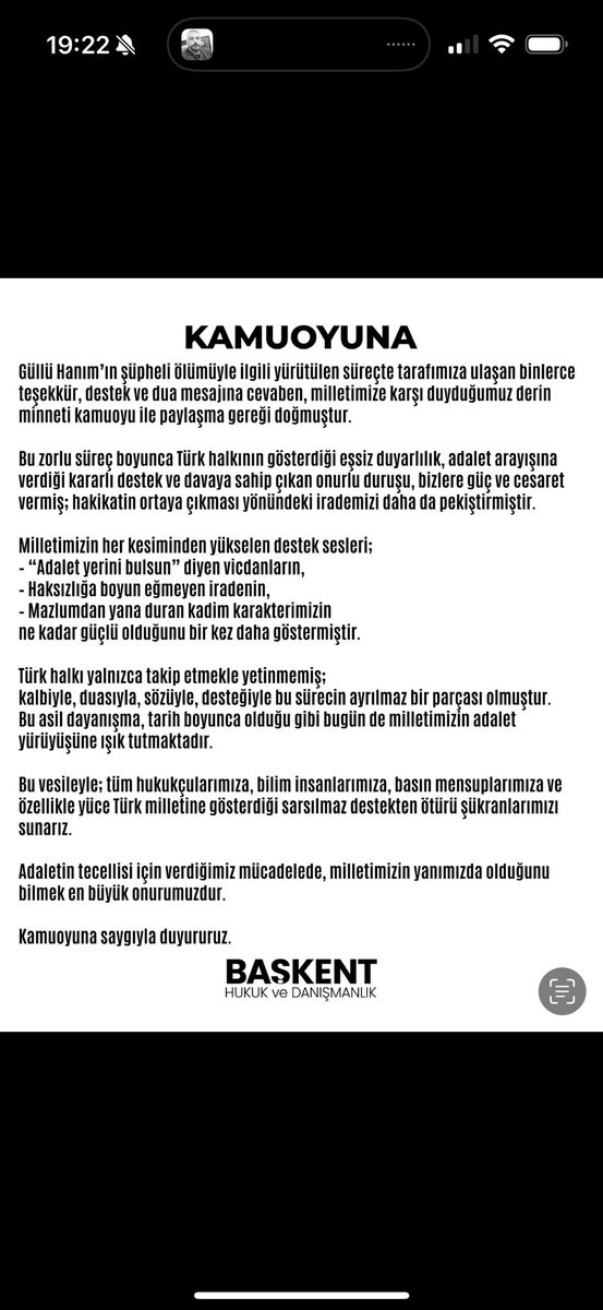 Desteğini esirgemeyen tüm Türk halkına sevgi ve şükranlarımızı sunarız . #güllü #adalet