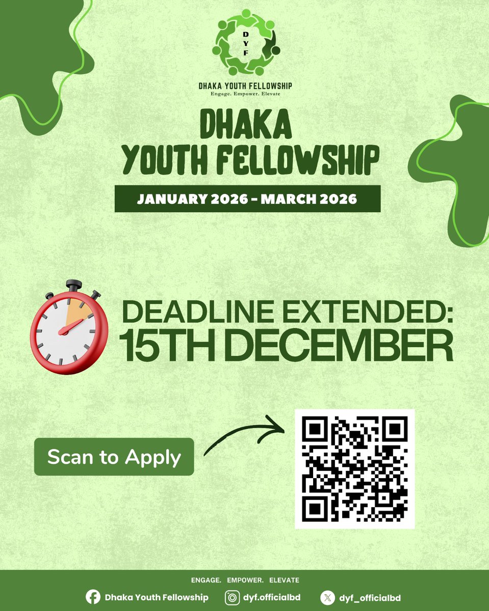dyf_officialbd's tweet photo. Due to the overwhelming response and multiple requests of deadline extension, we have decided to extend the deadline till 15 December to give you a little extra room to complete your form and secure your spot. https://t.co/v0eGwDKUG0