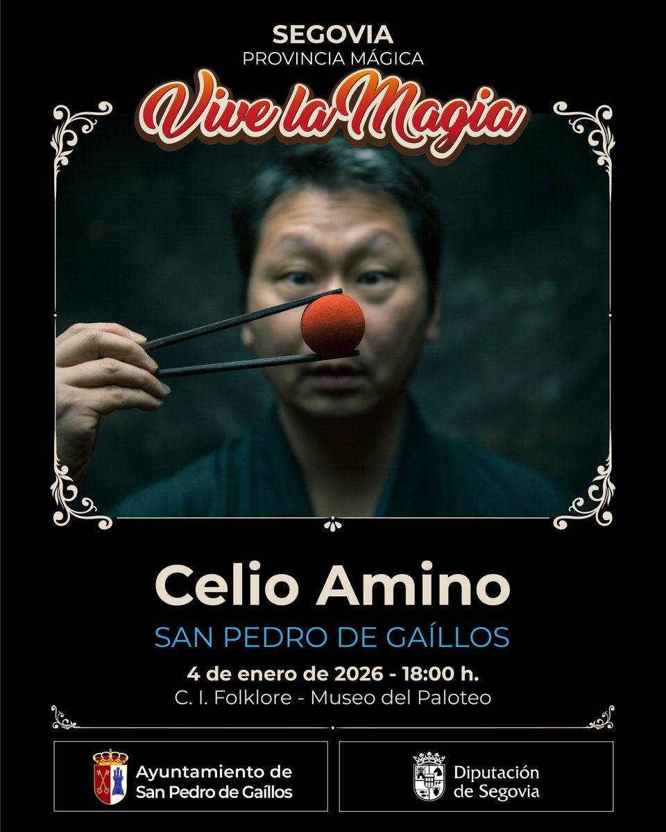 ¡Única oportunidad de admirar el show de este mago TAN ESPECIAL! Desde Japón #CelioAmino nos trae “Wakatta”🥳

¡Un genuina combinación de magia, ciencia y filosofía! que nos demostrará en #SanPedrodeGaíllos que la comunicación va más allá de lo verbal ✨

<a href="/LeonViveLaMagia/">León Vive La Magia</a> <a href="/DipuSG/">Diputación de Segovia</a>