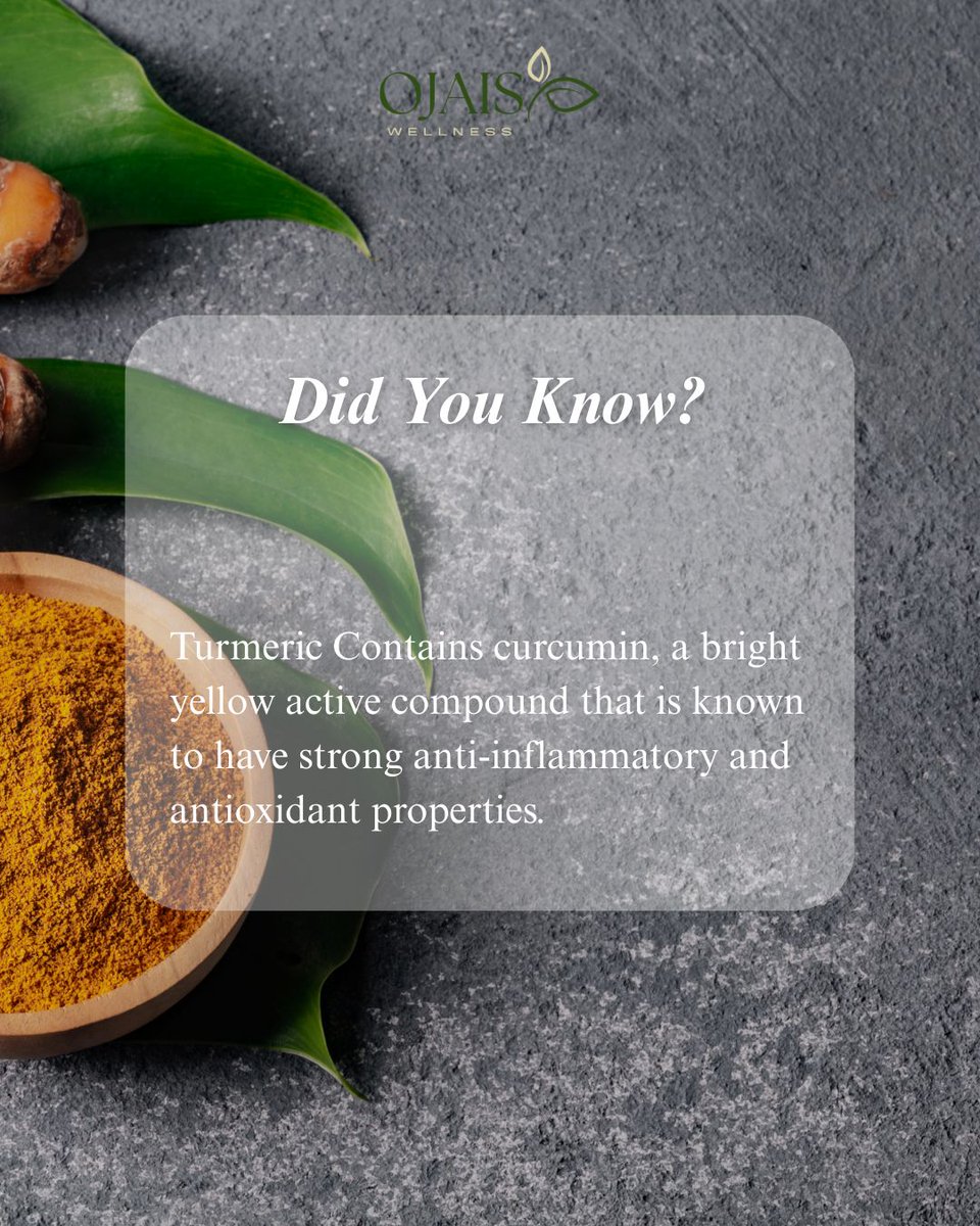 OjaisWellness's tweet image. Did you know? 🌿✨
Turmeric contains curcumin, powerful antioxidant benefits. Small daily habits = long-term health wins!

#OjaisWellness #TurmericFridays  #DoctorTalks #HealthTok #FYP