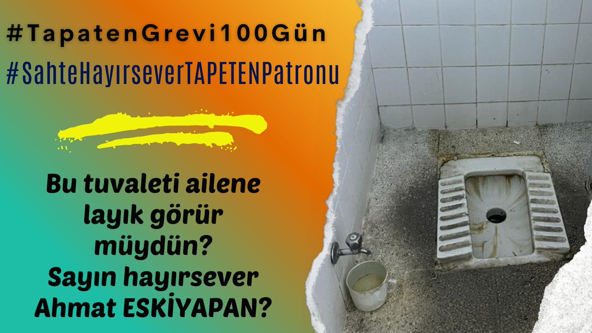 UlasARTS's tweet photo. İşçilerin alın teri, senin vitrin süsü hayırseverlik maskenin indiriyor! Tapeten Mensucat’ta işçiler, sendikal hakları için 100 gündür mücadele ediyor. Onların yanındayız! #TapetenGrevi100Gün #SahteHayırseverTAPETENPatronu @nuhunankara @NuhCimentoGrubu @csgbakanligi @turkiskonf https://t.co/vqpJgxSN5Q