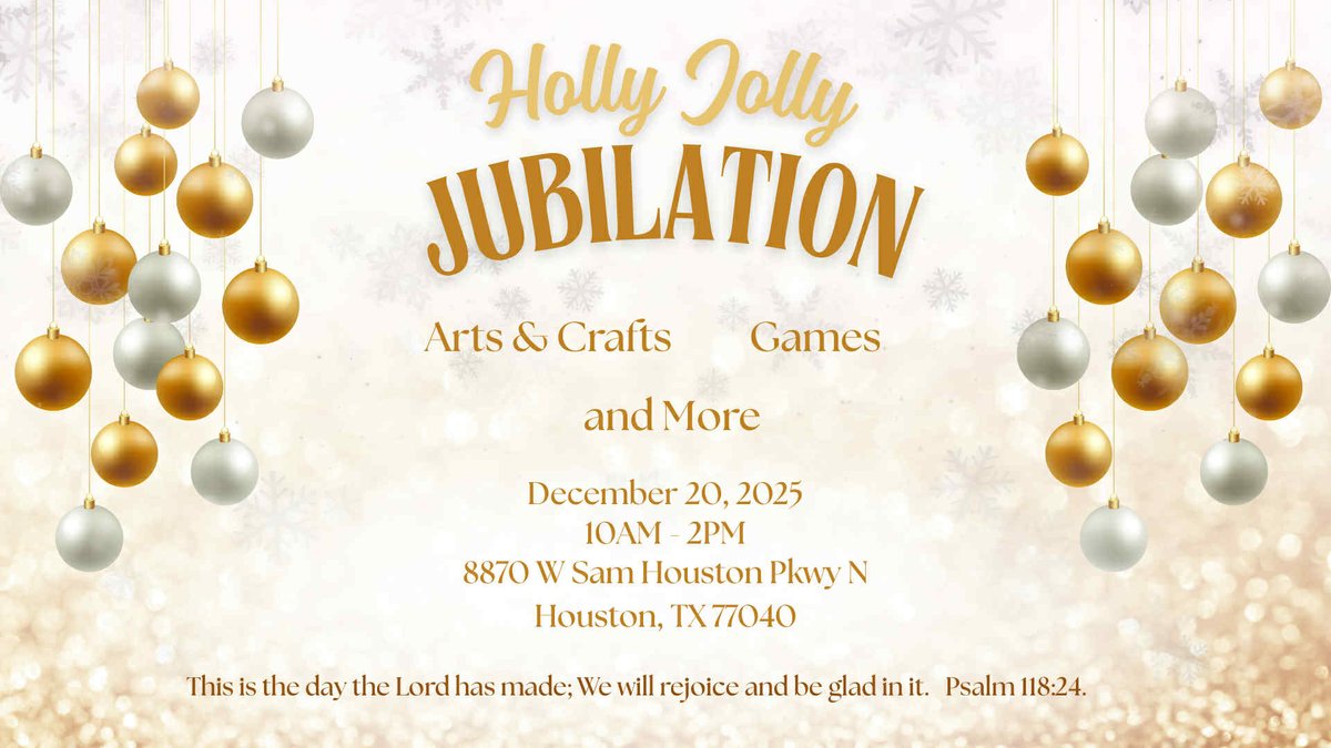 FirstMetChurch's tweet image. Holly Jolly Jubilation
December 20, 2025
10:00 AM to 2:00 PM

FAMILY FUN
Arts &amp;amp; Crafts, Games, &amp;amp; More!
