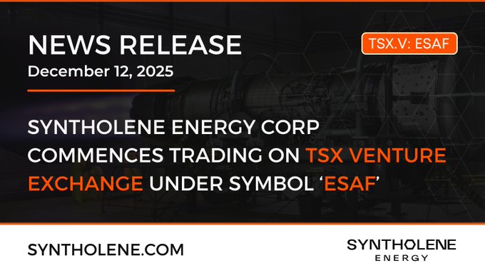 Syntholene, the world's first publicly listed pure-play synthetic fuel company. $ESAF.V 

If you don't know how big the synthetic fuel market is, it could be worth your time to look it up. 

Or watch this video. 

youtube.com/watch?v=CnV0VX…

Congrats to <a href="/DSutton1986/">Dan Sutton</a> and the team at