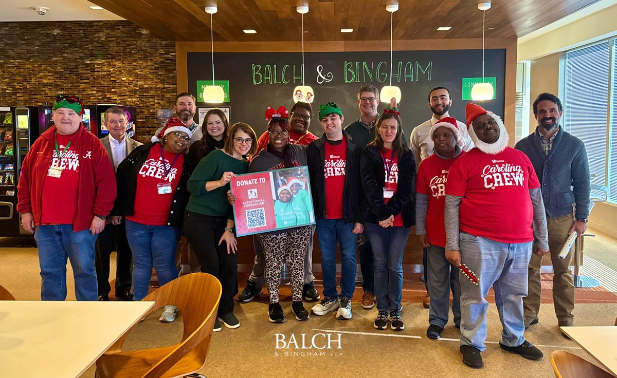 BalchBingham's tweet photo. One of our favorite holiday traditions is welcoming The Exceptional Foundation Carolers to our Birmingham office. Their music reminds us what the season is all about. Grateful for their joy and mission, with Patrick Strong serving as Chair of the Foundation’s Board of Directors. https://t.co/WqQZMFN0Nu