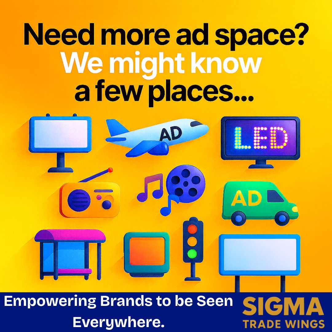 sigmatradewings's tweet image. Need more ad space? We know plenty of places. 😉

Billboards, unipoles, LED screens, airport ads, mobile vans &amp;amp; more — we make your brand impossible to miss.

✨ Empowering Brands to be Seen Everywhere.

#SigmaTradeWings #OutdoorAds #LEDDisplays #OOHMarketing 🚦📢✈️