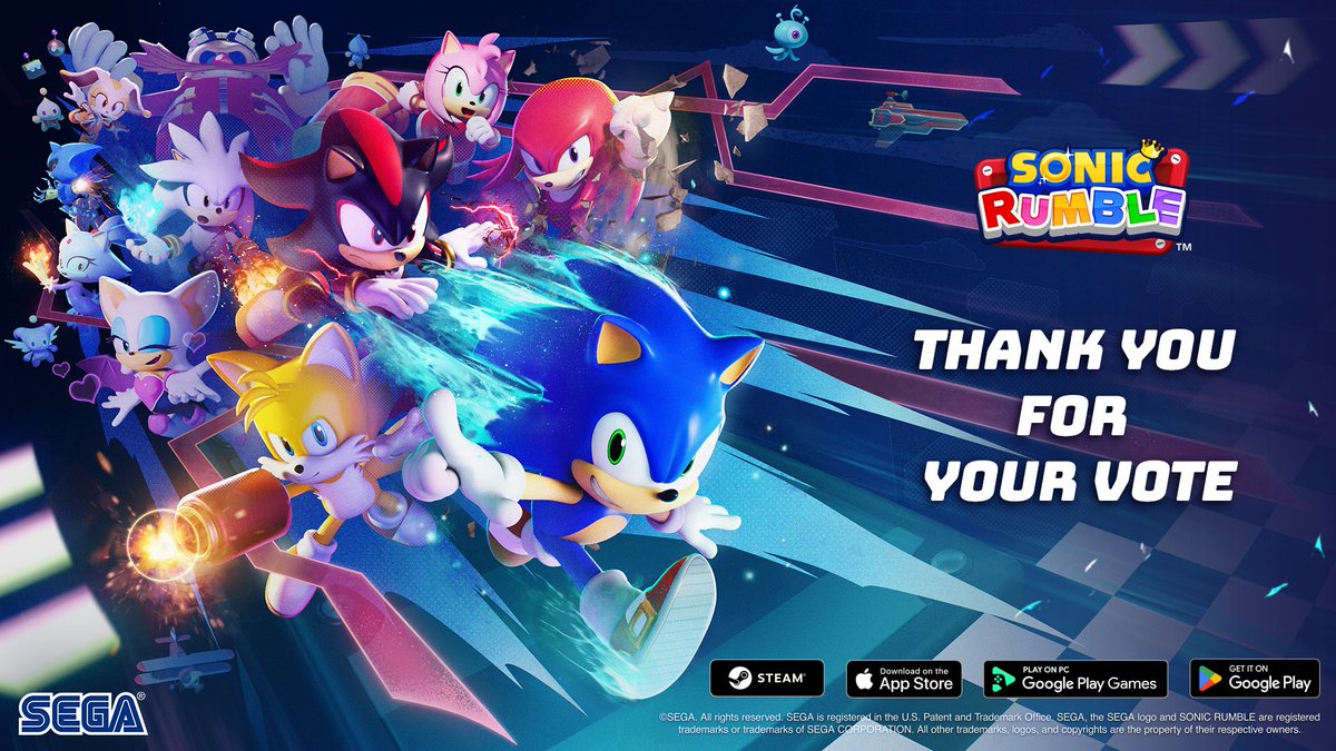 #TheGameAwards #TGA2025 just wrapped! Thank you for voting for Sonic Rumble ⚡
 
As a token of our appreciation, we’re sending 5,000 Rings and 500 Tune-up Wrenches to all players.
Grab them from your in-game Mailbox before January 31, 2026, 11:59 PM UTC.
 
We thank you for your