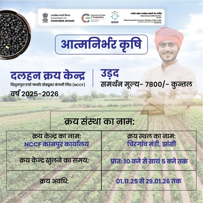 Nccf_India's tweet photo. рдЖрддреНрдордирд┐рд░реНрднрд░ рдХреГрд╖рд┐ рдХреА рдУрд░ рдПрдХ рдФрд░ рдХрджрдо!
рд╡рд┐рд╢реБрдирдкреБрд░рд╛ рдПрдЧреНрд░реЛ рдлрд╛рд░реНрдорд░ рдкреНрд░реЛрдбреНрдпреВрд╕рд░ рдХрдВрдкрдиреА рд▓рд┐. (NCCF) рджреНрд╡рд╛рд░рд╛ рдЙрдбрд╝рдж рдХрд╛ рд╕рдорд░реНрдерди рдореВрд▓реНрдп тВ╣7800 рдкреНрд░рддрд┐ рдХреБрдиреНрддрд▓ рдкрд░ рдХреНрд░рдптАФ
рдЪрд┐рд░рдЧрд╛рдВрд╡ рдордВрдбреА, рдЭрд╛рдВрд╕реА рдореЗрдВ рдЬрд╛рд░реАред
#Atmanirbharkrishi #procurement #directprocurement #Amitshah #PMO #Kanpur #Jhansi #nccf https://t.co/5NRGLLgiPP