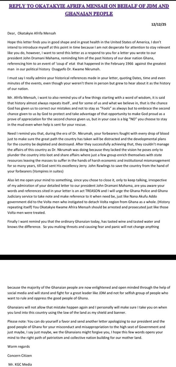LightOfOurGene1's tweet photo. @OkatakyieAM Good day to you, Mr. Afrifa,  find attached a little write-up as my response to your letter written to the President @JDMahama, my  president, your president, and our president .
It's is evident that history almost always repeats itself https://t.co/nevMsLOg14