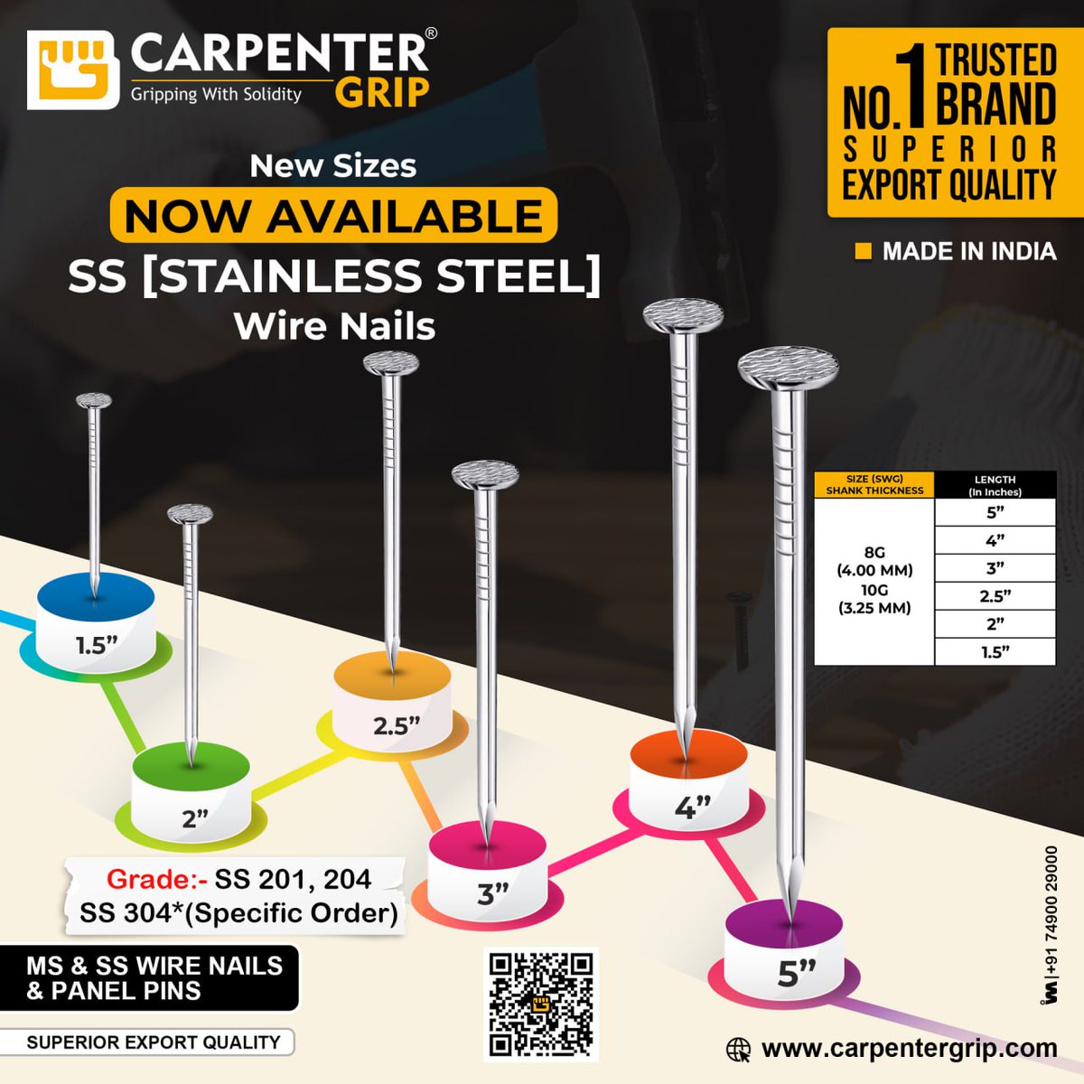 ibais_hardware's tweet photo. CARPENTER GRIP - RAJKOT
For enquiry via WhatsApp click:
https://t.co/2FO5gGKI8L
Helpline No.: +91 87800 38150
#nailsfastener #nailshardware #fastenermanufacturer #hardware #furniturefitting #hardwarenails #manufcaturer #fittingproduct
.
@ibais_hardware
@CarpenterGrip https://t.co/oc7rNAkl5a
