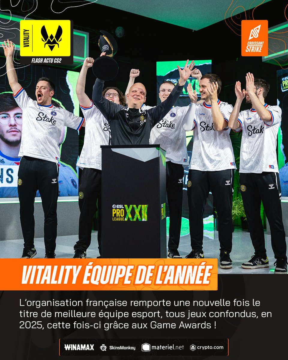CroissantStrike's tweet photo. 🏅 🇪🇺 @TEAMVITALITYCS ÉLUE MEILLEURE ÉQUIPE ESPORT DE L'ANNÉE 2025 !