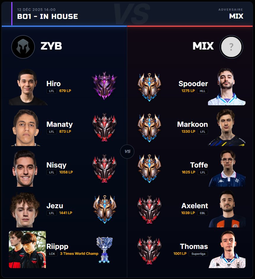 ⚠️ Une game d'In House arrive à 14h ⚠️
Dans 20 minutes!