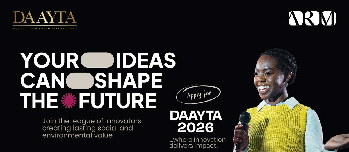 studentsforumng's tweet photo. Apply for the 2026 Deji Alli ARM Young Talent Award and stand a chance to receive ₦12 million, business training at Pan-Atlantic University, and accelerator support to scale your entrepreneurial idea.

Details Here: https://t.co/yISy51kmFH https://t.co/UfCyUa3vbR
