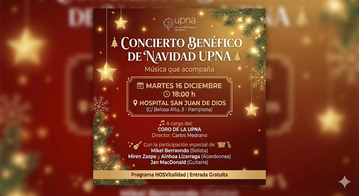Queridos amigos!  Os invitamos a los Conciertos de Navidad del Coro <a href="/UPNA/">meenakshi kaushik</a>. Entrada libre

1️⃣ Martes 16 (18h) en Hospital San Juan de Dios (Solidario ❤️). 2️⃣ Miércoles 17 (19:30h) en Carmelitas junto a la Orquesta y Mirari Etxeberria 🎻.

Nos vemos en los conciertos

Feliz Navidad