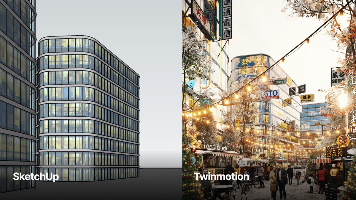 Ready to render the most wonderful scene of the year? 🎄

Your latest #TwinmotionFridayExercise is here! This time, we’ve got a high-rise surrounded by a Christmas Market. Give it a go and capture that perfect festive holiday cheer.

Download the model 👇
epic.gm/TM-FridayExerc…