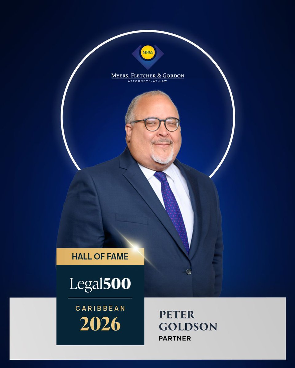 MyersFletcherJA's tweet photo. 🏆 MF&amp;G Ranked Leading Firm in Legal500 2025!
We are pleased to be recognised as a leading firm, in this the first year in which Legal 500 has published rankings for Jamaica.  
Special congratulations to our attorneys who have been individually ranked. https://t.co/0DQGyq4fOM