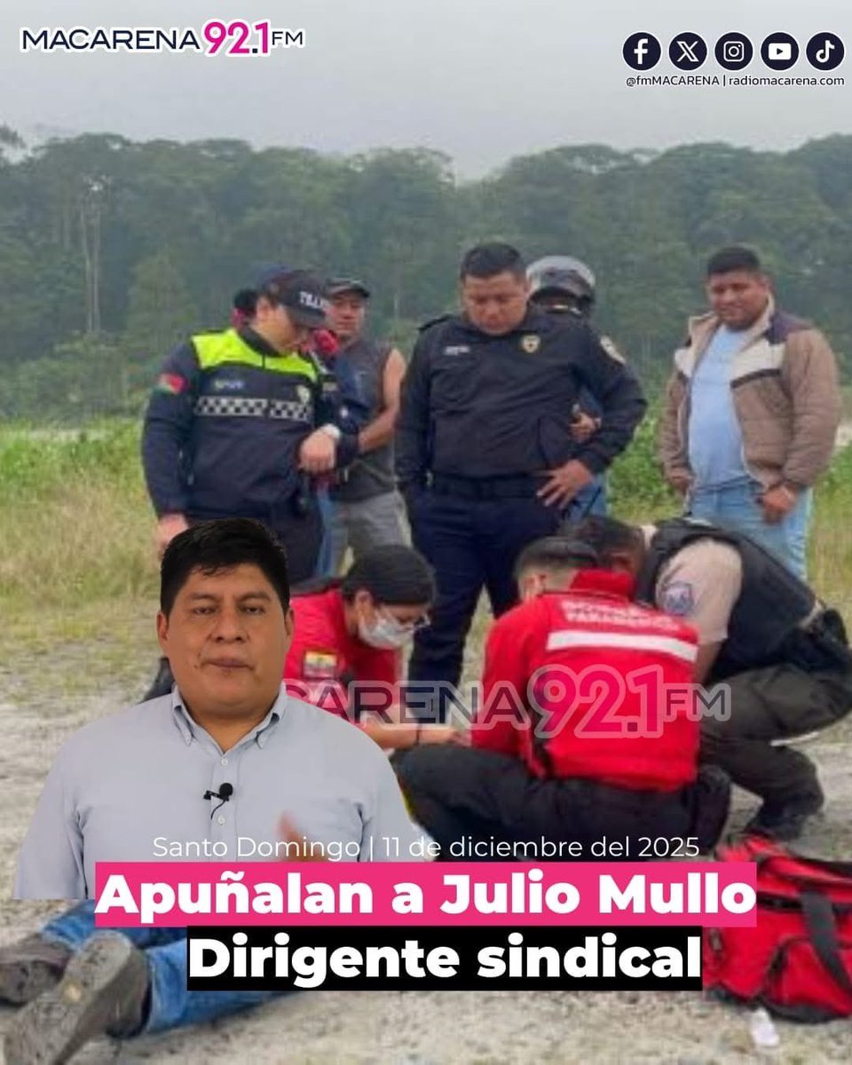 La mañana del 11 de diciembre, el dirigente sindical Julio César Mullo, fue herido con un arma blanca en la Av. Héctor Aguavil, cuando se dirigía a su lugar de trabajo.

Ocurrió cerca de las 07:00 y, tras un intento de asalto, lo apuñalaron en varias ocasiones.
#SantoDomingo