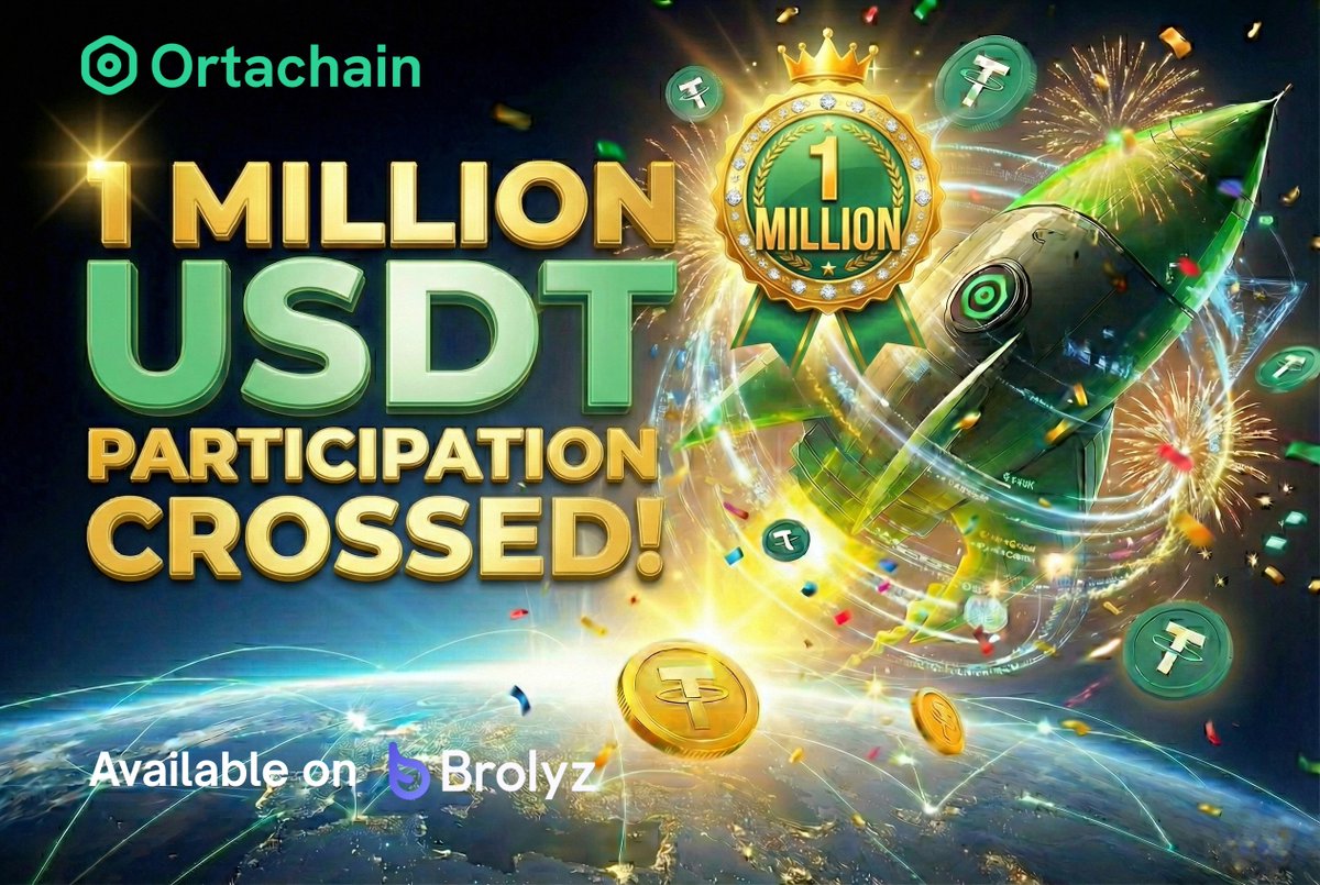 1 MILLION USDT CROSSED! 🔥🚀

The Orta Chain Launchpad on <a href="/BrolyzFi/">Brolyz</a> just crossed the 1M USDT mark and the momentum isn’t slowing down.

Thank you to everyone participating!

Let’s push even higher together. 💚