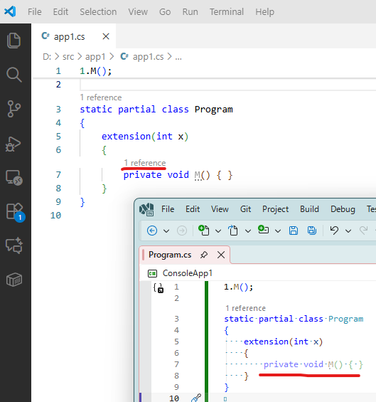 ufcpp's tweet image. フゥン…
(IDE 対応はやっぱ VSCode 側の方が修正早いといういつもの例。)