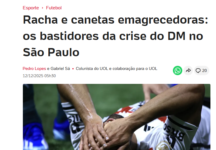 pedrolopesg's tweet photo. 🧶 A matéria sobre o DM do São Paulo é a primeira investigação mais profunda nessa minha volta ao esporte. Foram ouvidas mais de dez fontes, e todos os pontos que constam lá foram devidamente confirmados.  A caneta é um elemento, mas o tema central é a divisão interna no DM. https://t.co/LV8i4JnXkv