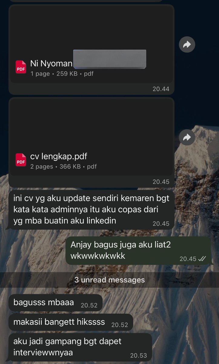 m00ncherry's tweet image. Gemes ♡(੭´͈ ᐜ `͈)੭

Bikinnya direct 2-3 jam + bikinin LinkedIn buat dia juga sekalian🥹❤️ 

Aku lupa CV dia jujur karena aku buatin lsg di laptop dia jadi aku gak simpen.

Mau tau CV dia nggak? Aku screenshoot yaa cek tweet dibawah ini 🫰🏻

Buat yang lulusan SMK boleh merapat ❤️