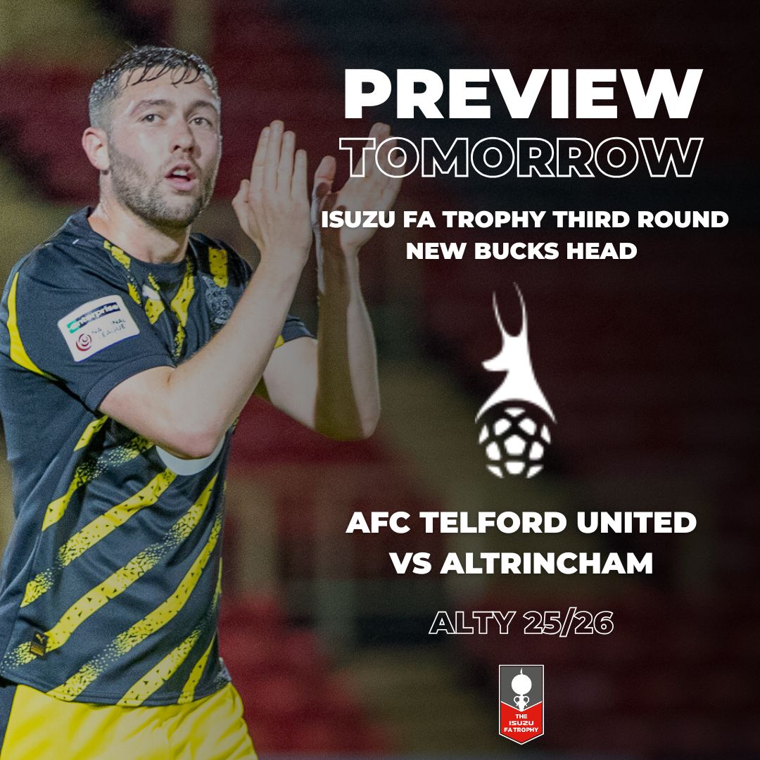 altrinchamfc's tweet image. 🔜 It's a trip to Shropshire tomorrow afternoon as our @Isuzuuk #FATrophy campaign gets underway at @telfordutd 👊

Buy your tickets in advance from our hosts to save on matchday prices ⤵️

Preview 👉 tinyurl.com/4wfdnp92

#YourTownYourClub