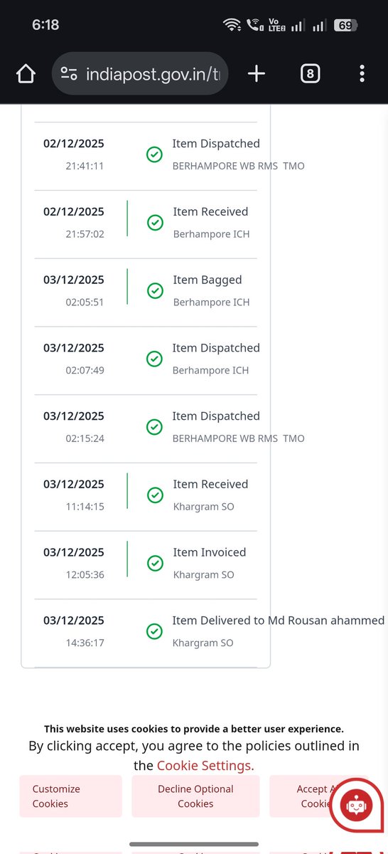 My Aadhaar card package was marked "Delivered" by <a href="/IndiaPostOffice/">India Post</a>, but I never received it. It was delivered to the wrong person! This is a sensitive document. Please help me locate it immediately.
​Tracking ID:UI170105907IN
Location: Khargram 742174
​cc:<a href="/UIDAI/">Aadhaar</a> <a href="/AshwiniVaishnaw/">Ashwini Vaishnaw</a>