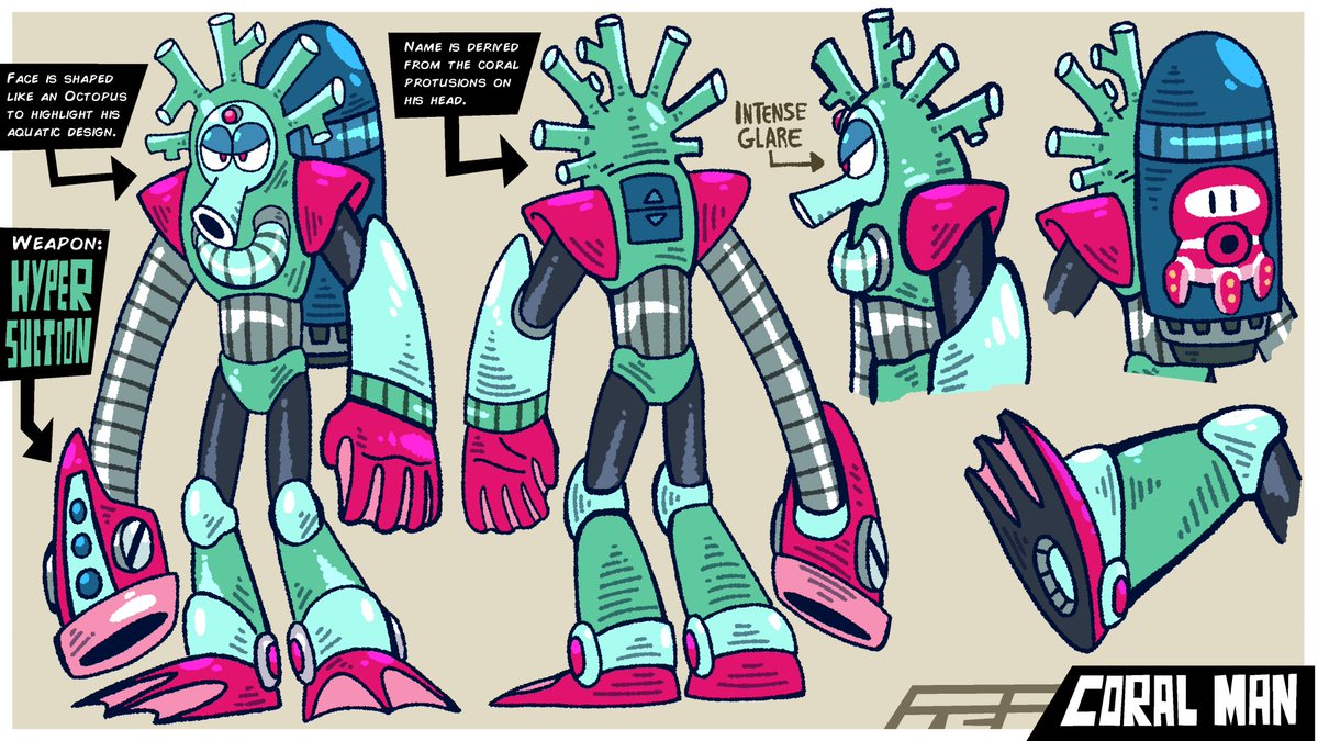 Robot Master Design : Coral Man

A nature-preservation robot that patrols the oceans and protects environments from pollution. His Hyper Suction arm draws in hazardous pollutants where they are promptly disposed off.

-BridgeofFaust-

<a href="/MegaMan/">Mega Man</a>
#MegaManDO #DesignARobotMaster