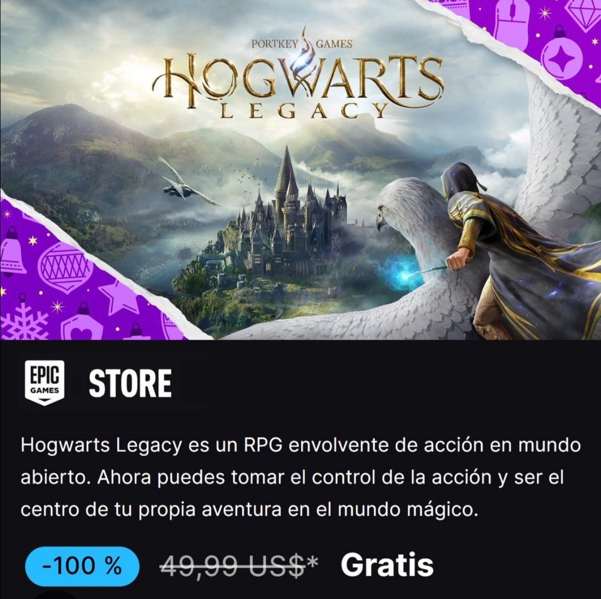 VeritaserumSK's tweet image. 🔥🎁 ¡A partir de HOY Hogwarts Legacy está GRATIS! 🪄✨
Puedes canjearlo hasta el 18 de diciembre y quedártelo para siempre 🧙‍♂️📚
👉 Corre a Epic Store y no te lo pierdas! 🚀💫