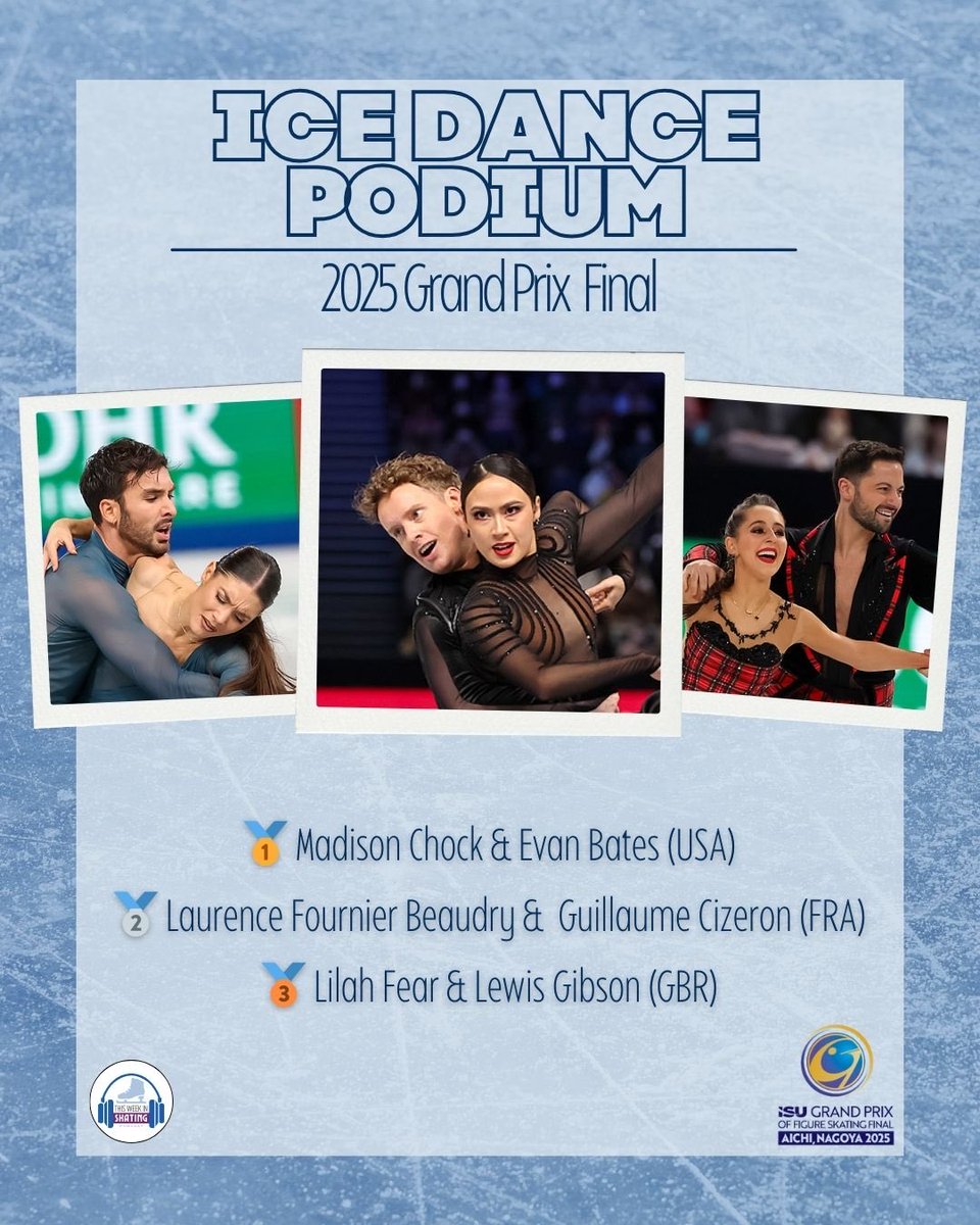 Ice dance podium at the 2025 Grand Prix Final: 🥇 Madison Chock